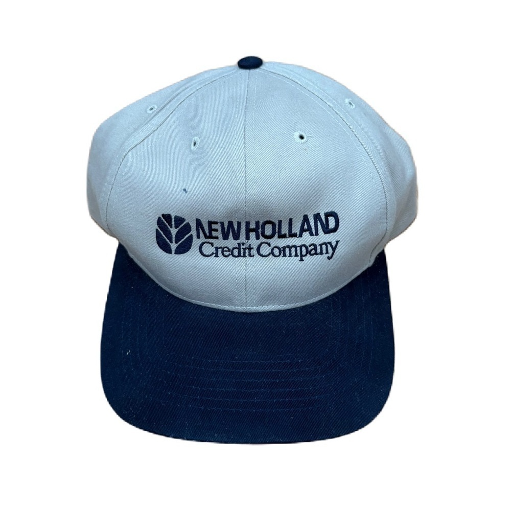 Vintage New Holland Credit Company Canvas Tan Hat Blue